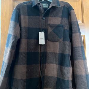 Nomad Men's Checkered Shirt Jacket in Brown and Black